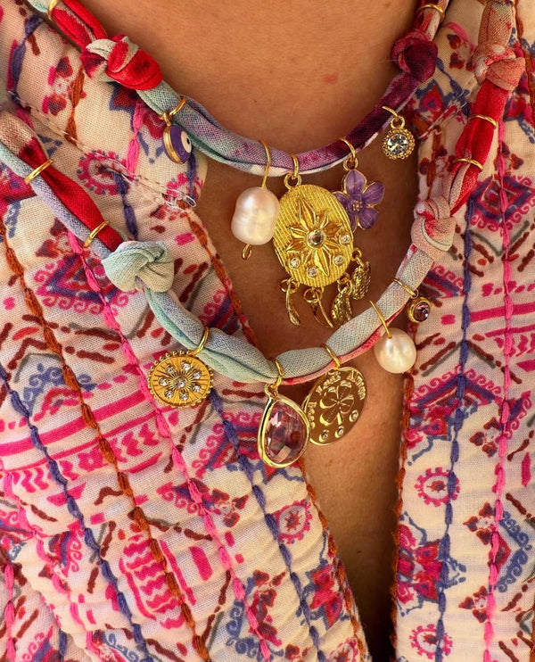 Cosmic Vibes Gold Teardrops Medal Necklace