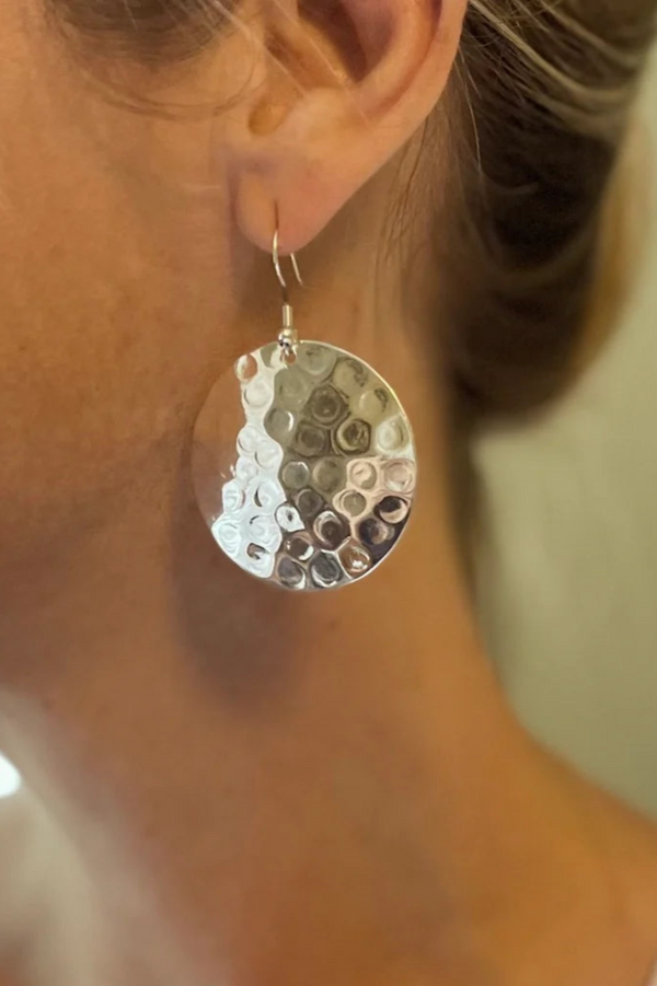 Beaten Metal Disc Earrings