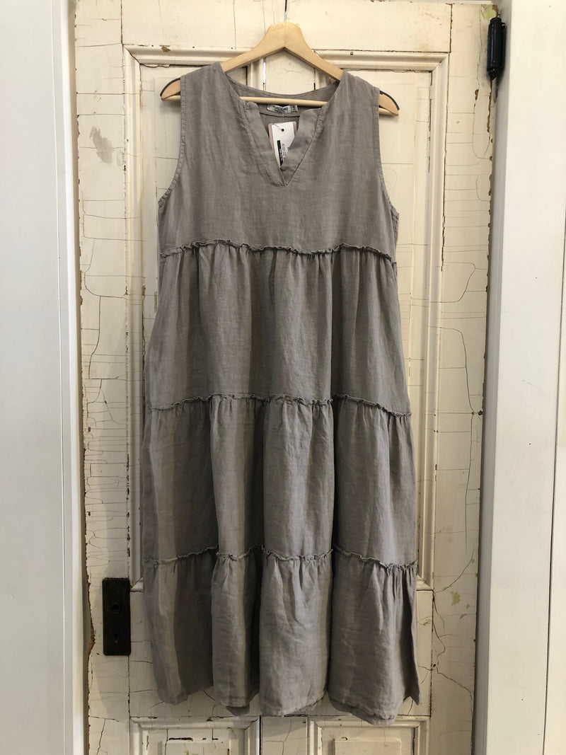 Tiered Linen Tank Dress