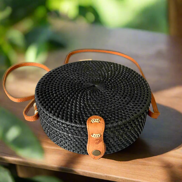 Round Rattan Purse