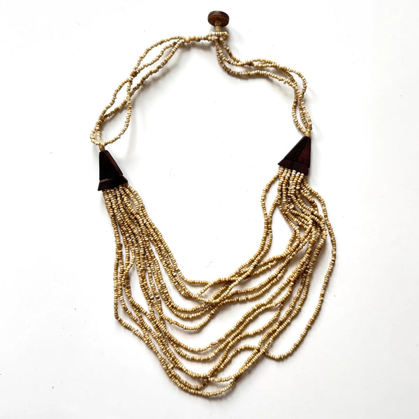 Short Multi Strand Necklace with Wood Detail