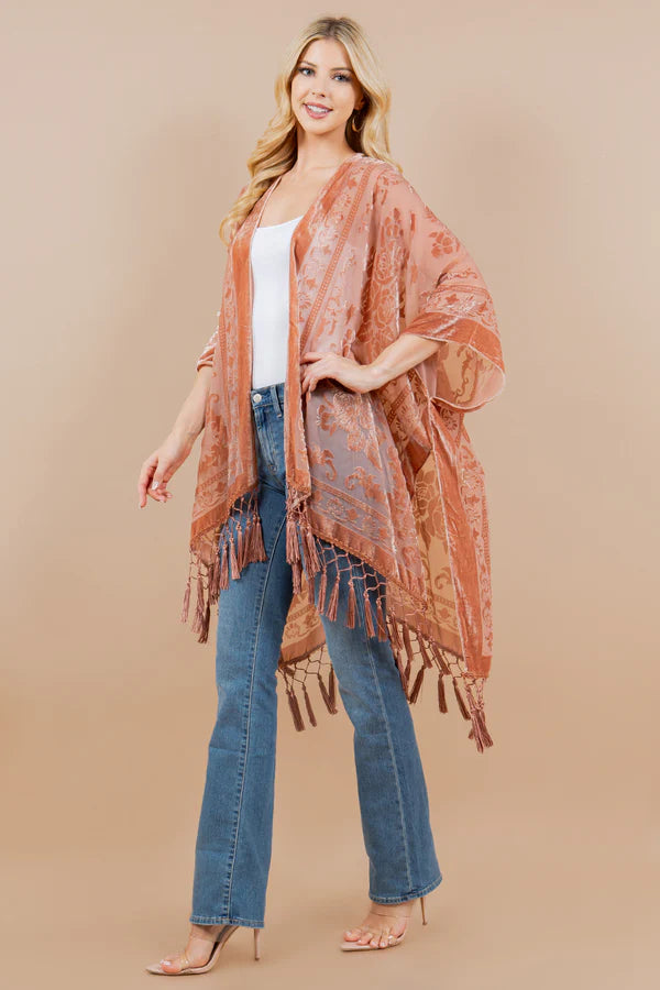 Serenity Rose Velvet Kimono