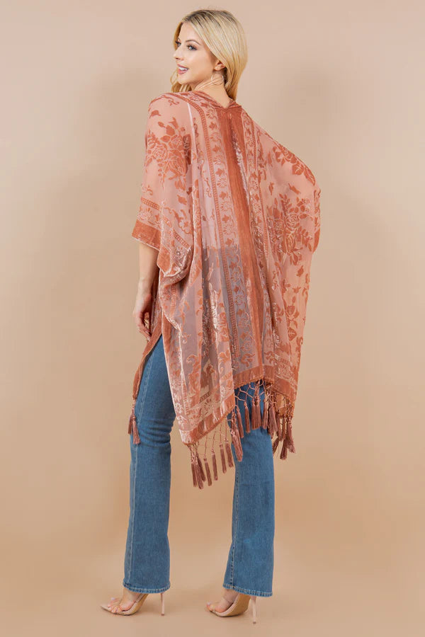 Serenity Rose Velvet Kimono