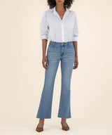 Kelsey Mid Rise Ankle Flare Raw Hem