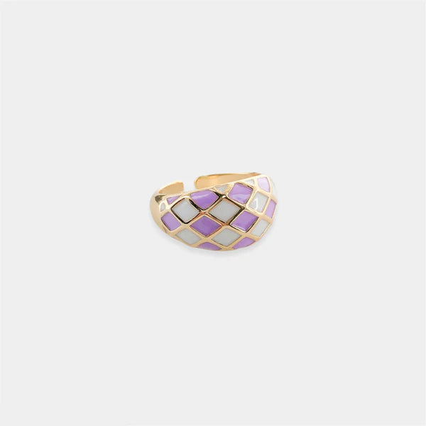 Enamel Checkered Ring