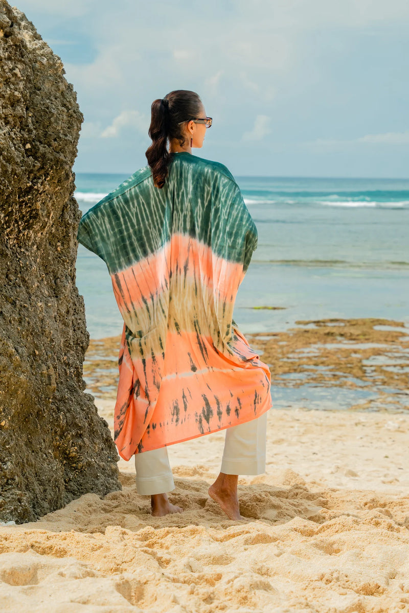 Striped Tie Dye Kimono