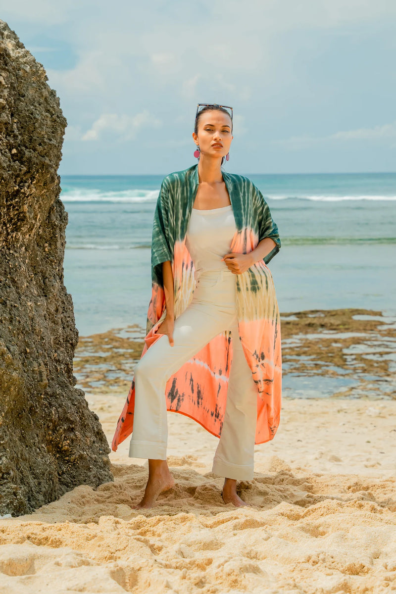 Striped Tie Dye Kimono