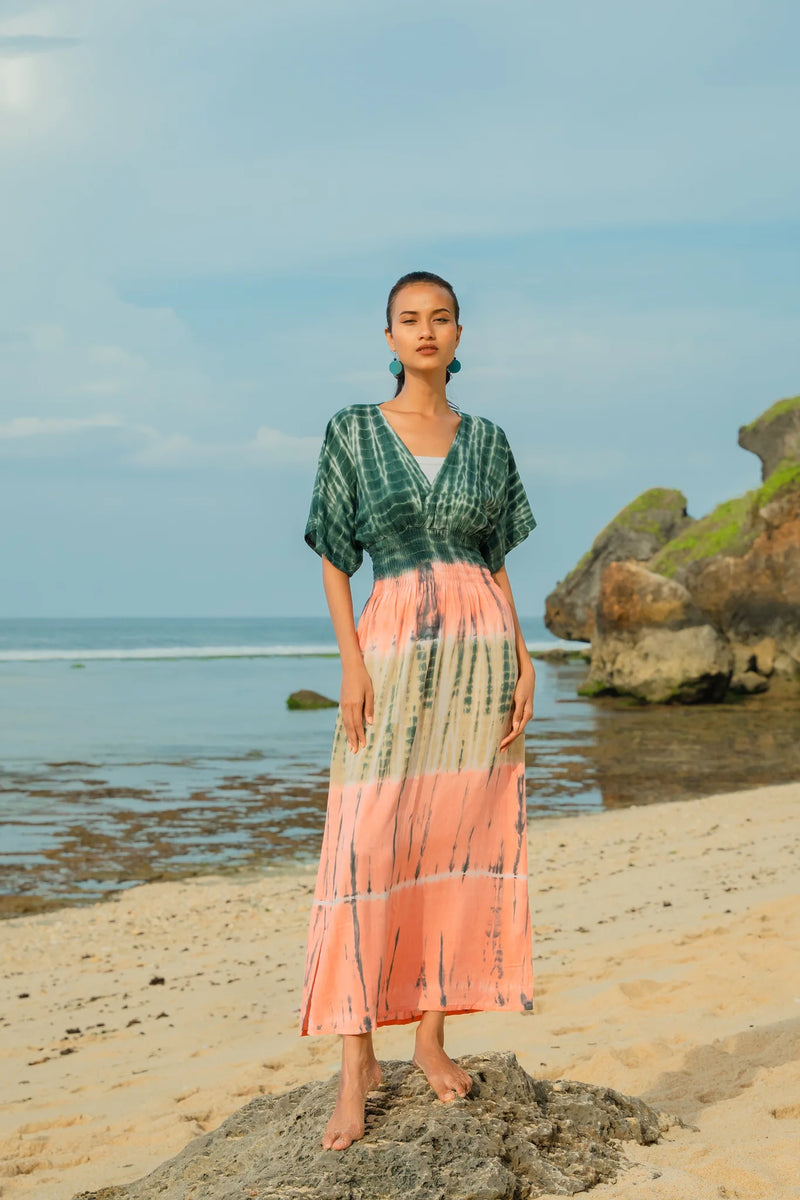 Striped Tie Dye Maxi Dress