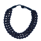 Triple Strand Fabric Ball Necklace