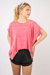 Short Sleeve Washed Comfy Knit Top