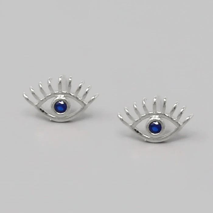 Evil Eye CZ Stud Earrings