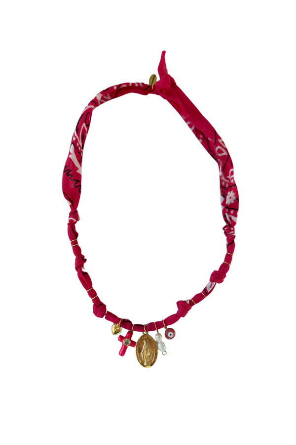 Santa Giulia Fuschia Cross Necklace