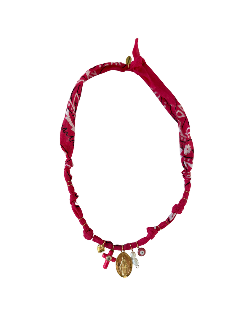 Santa Giulia Fuschia Cross Necklace