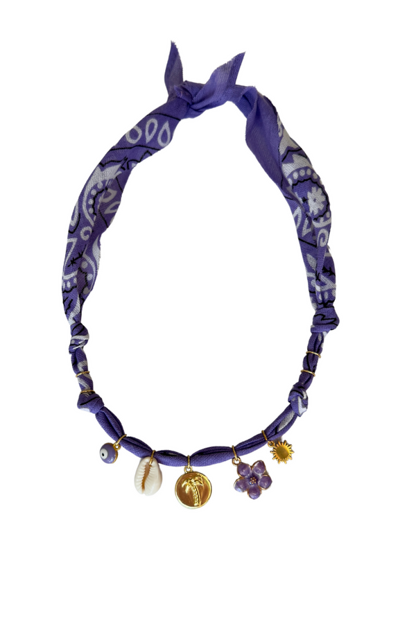 Santa Giulia Lilac Palm Tree Coin Necklace