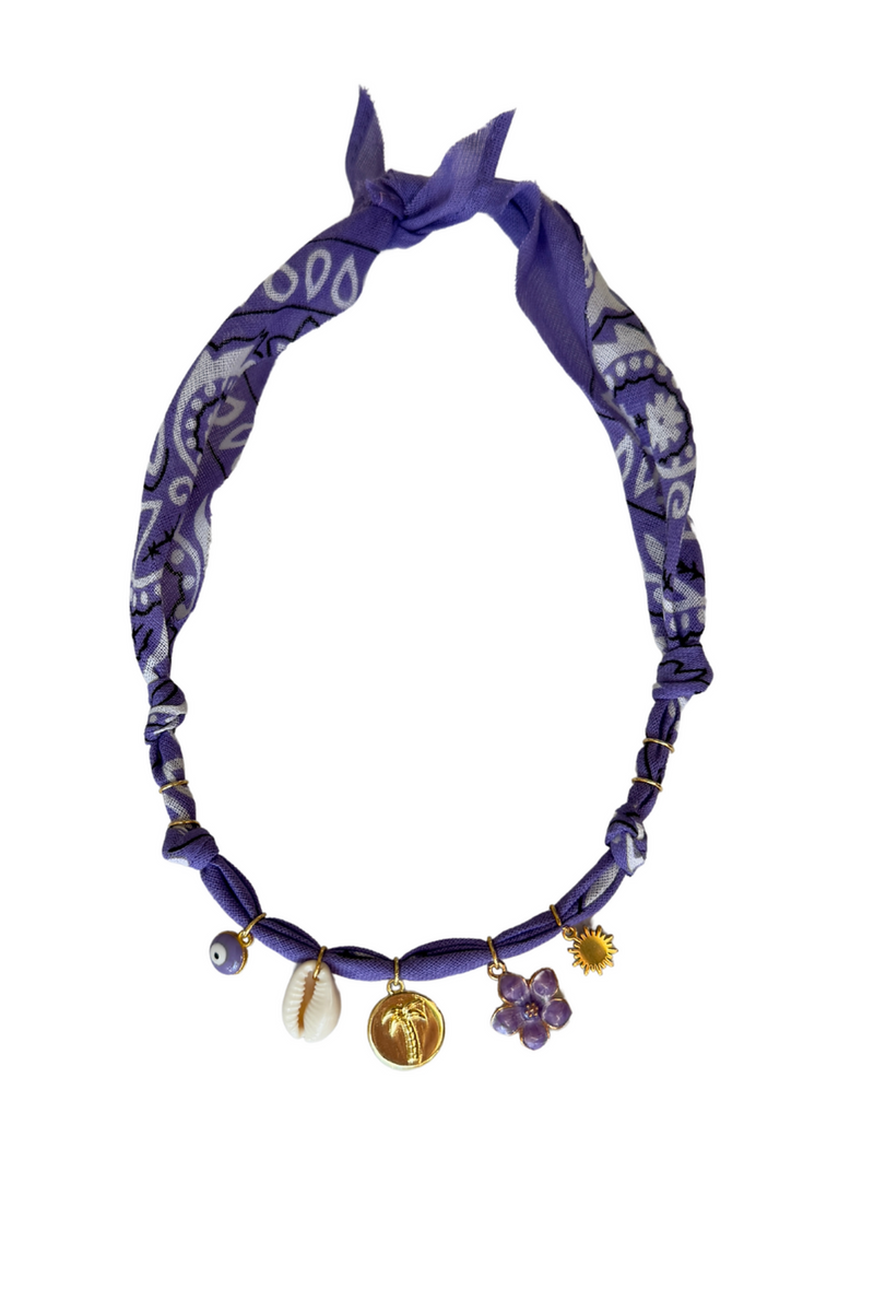 Santa Giulia Lilac Palm Tree Coin Necklace
