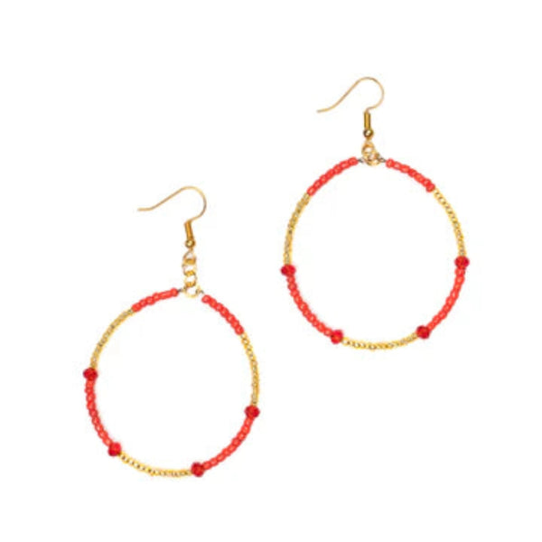 Mixed Bead Hoop Earring