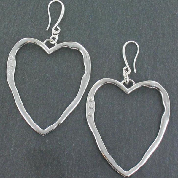 Open Heart Earrings in Silver Plate