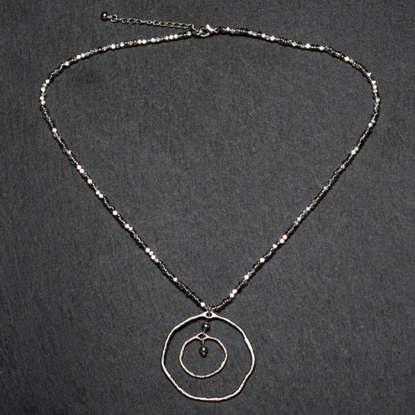 Beaten Double Ring Necklace SILVER