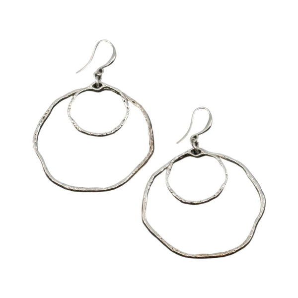 Beaten Double Ring Earrings