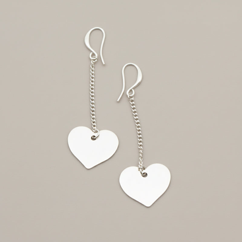 Drop Chain Heart Earring SILVER