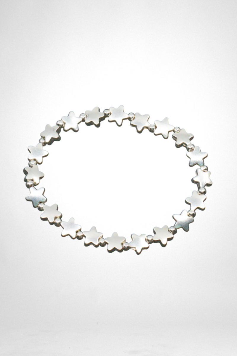 Elasticated Star Bracelet Silver