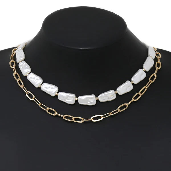 Pearl Paperclip Chain Necklace