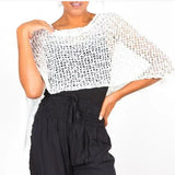 Short Popcorn Knit Poncho