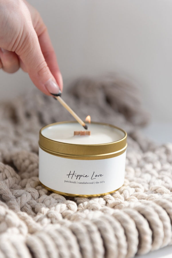 Hippie Love Tin Candle