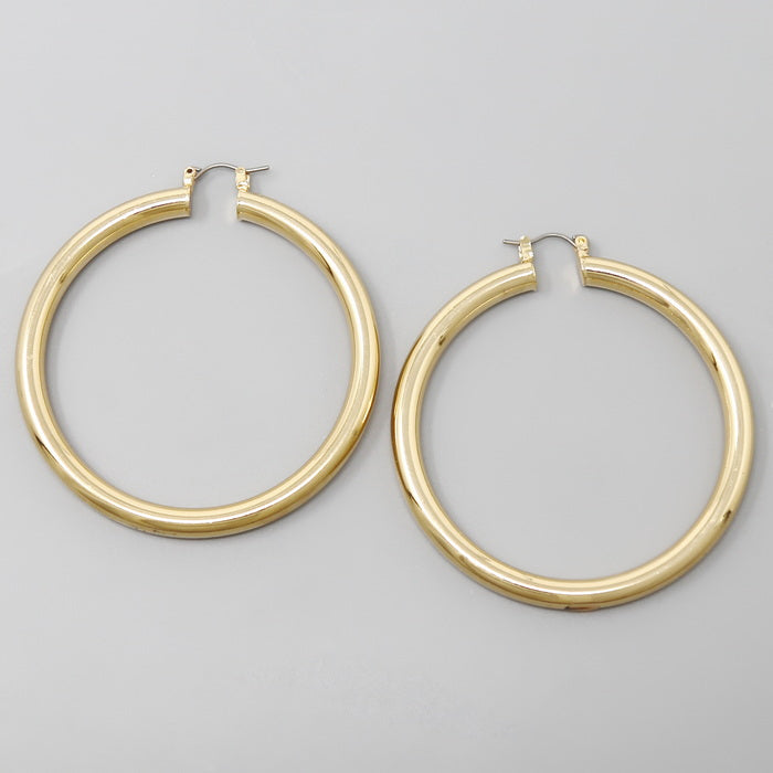 60mm Basic Pipe Metal Hoop Earrings