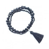 Triple Strand Crystal Bead Bracelet with Tassel