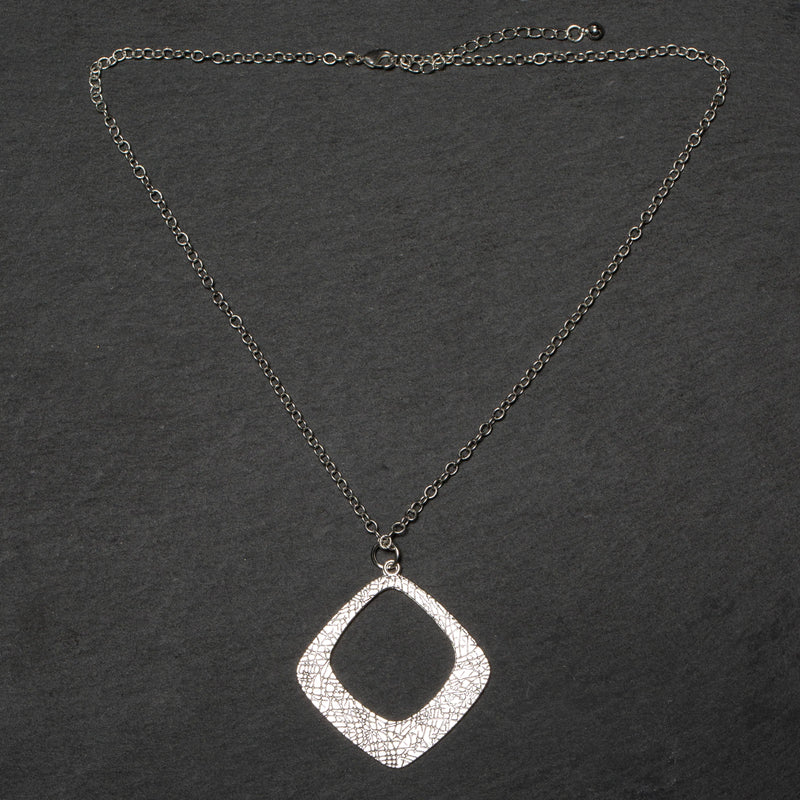 Textured Diamond Pendant SILVER