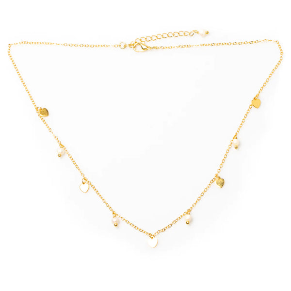 Delicate Pearl & Heart Necklace