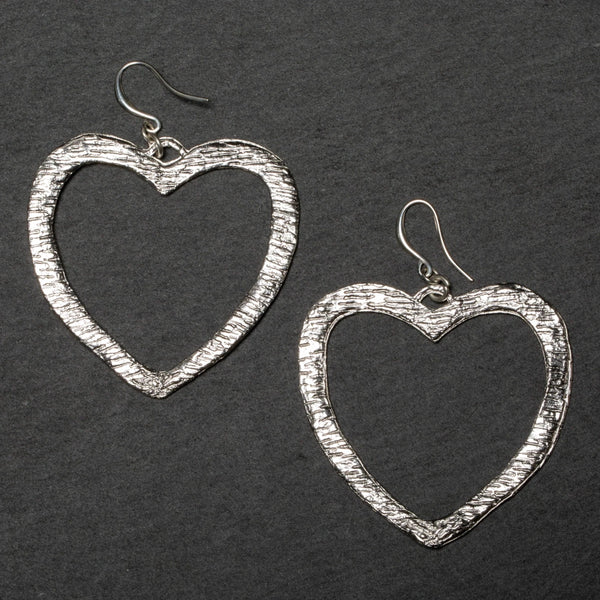 Textured Heart Earrings