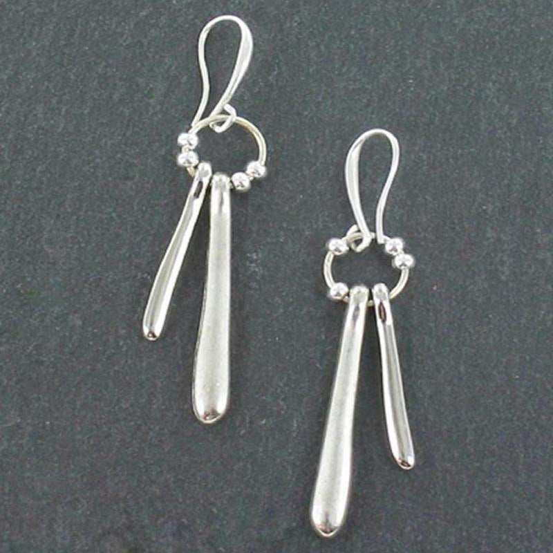Double Drop Earrings in Silver