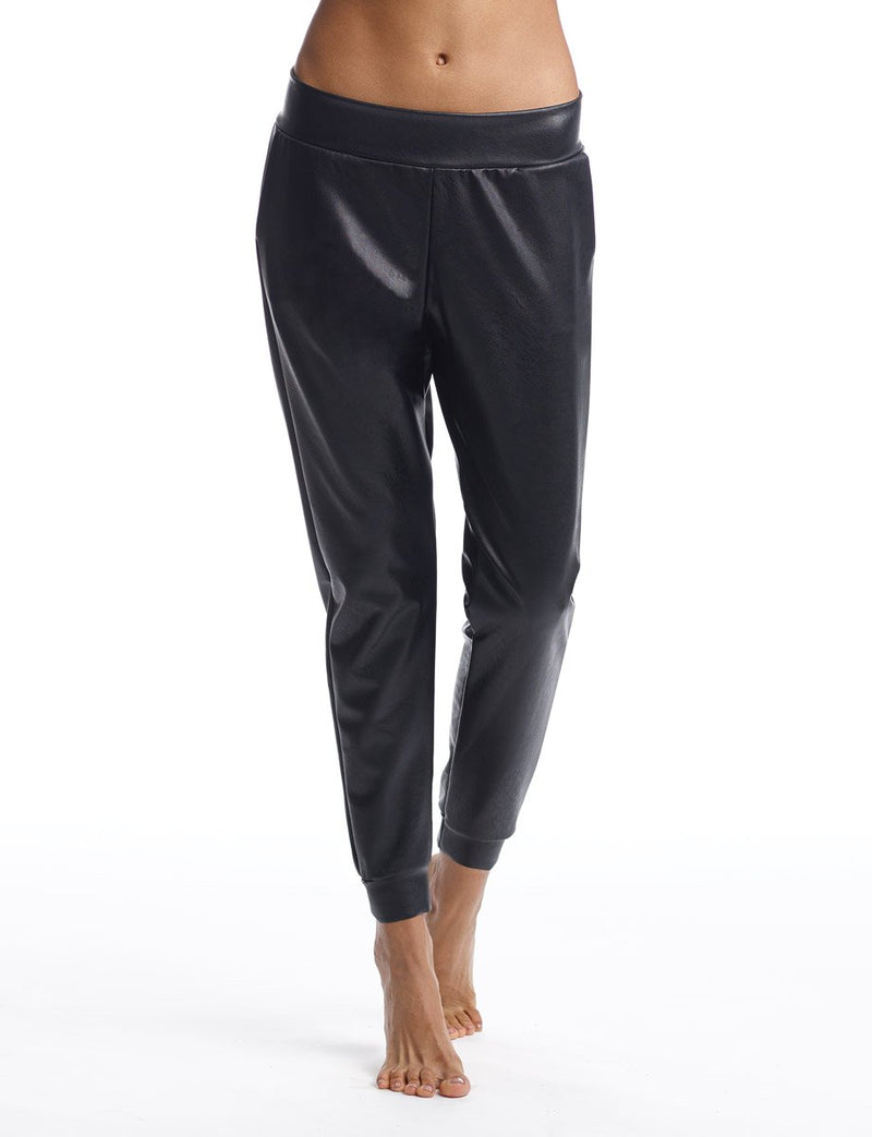 Faux Leather Jogger Bottoms - The Post Office by Shannon Passero. Fashion Boutique in Thorold, Ontario