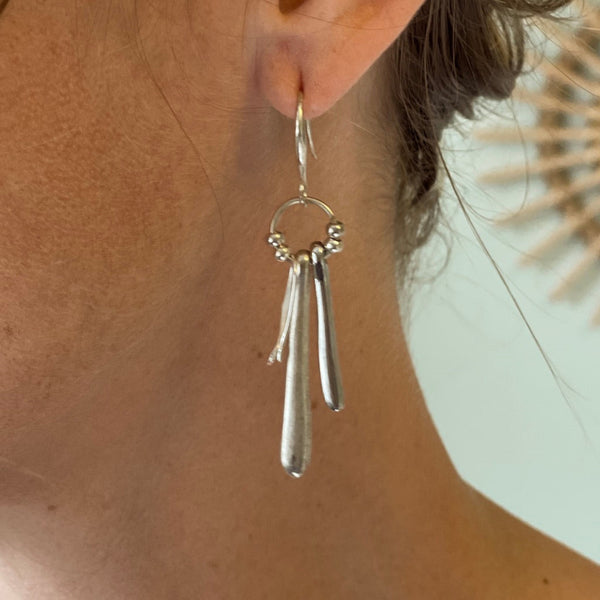 Double Drop Earrings in Silver